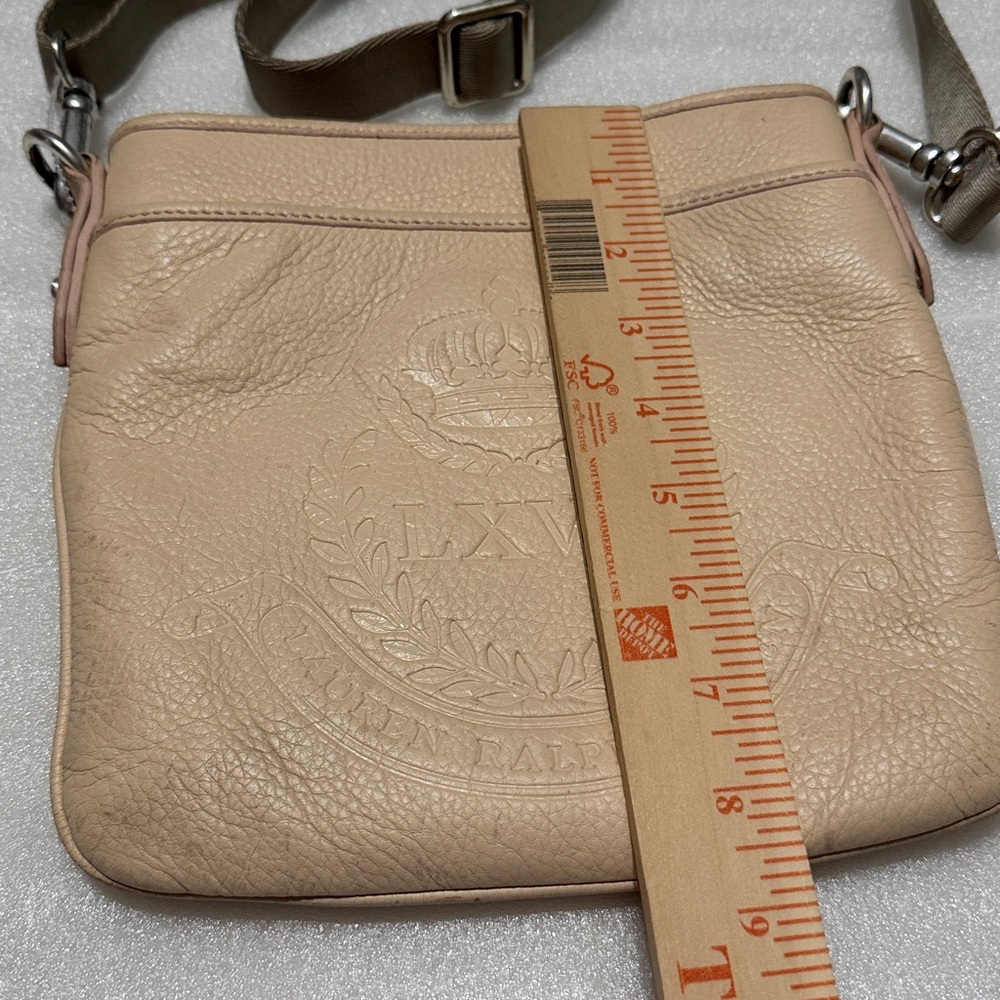 Lauren Ralph Lauren Cream Leather Crossbody Bag with Embossed Logo - Picture 3 of 8